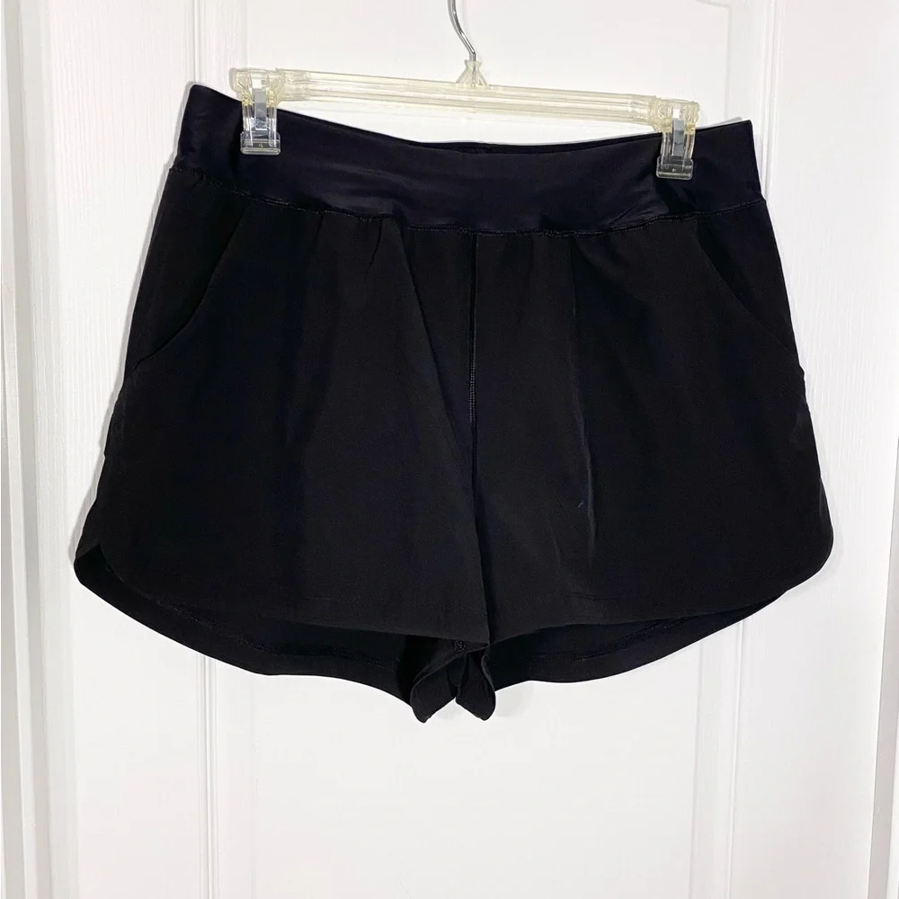 Lands' End 3” Quick Dry Elastic Waist Board Swim Cover-up Shorts Black 16W